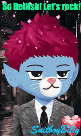 a cartoon of a cat in a suit and tie with the words so belish let 's rock