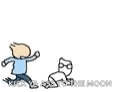 a cartoon of a man kicking a cat in the ass .