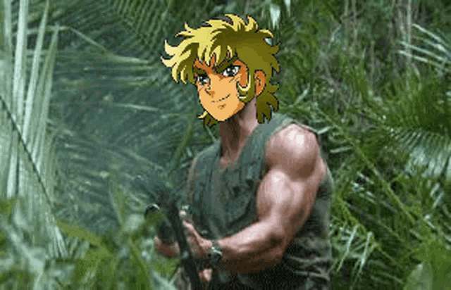 a pixel art of a man holding a gun