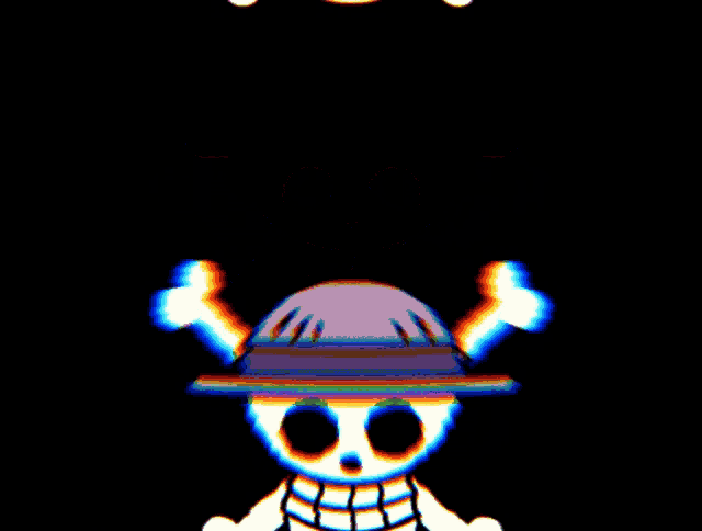 a skull and crossbones with a straw hat on it