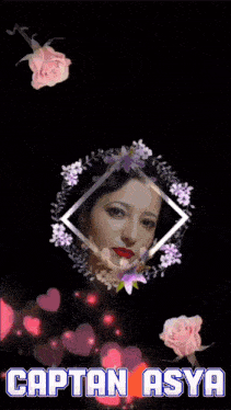 a picture of a woman surrounded by flowers and the name captan asya