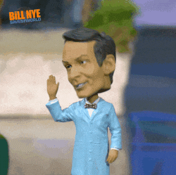 a bill nye bobble head waving his hand