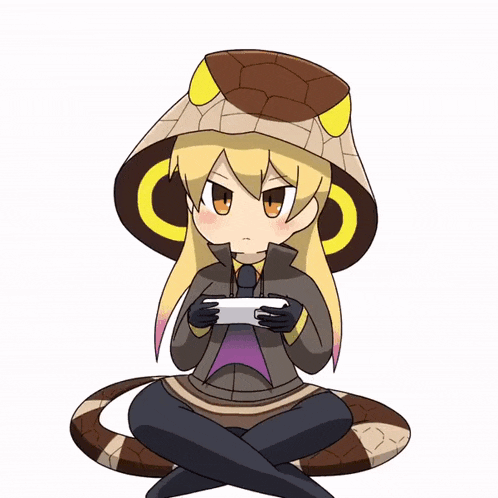 a cartoon drawing of a girl with a snake on her head