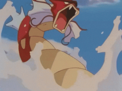 a cartoon character is swimming in the water with its mouth open