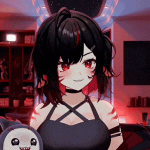 a girl with a choker on her neck is holding a stuffed animal
