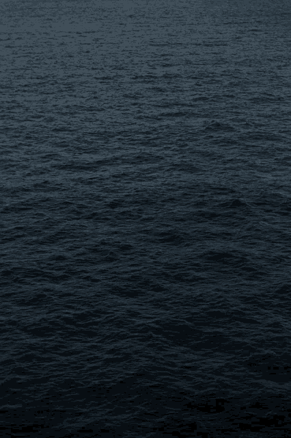 a dark blue water surface with waves coming in