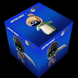 a blue box with astro bot written on the side
