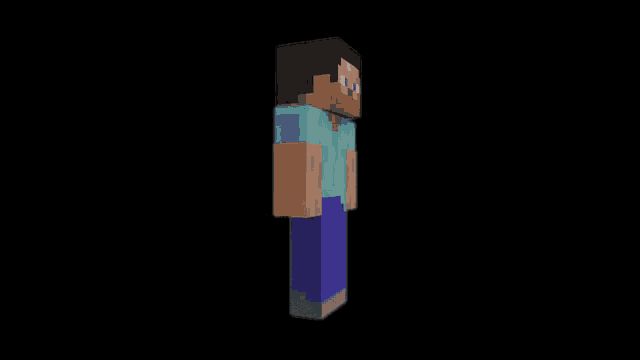 a minecraft character is walking in the dark