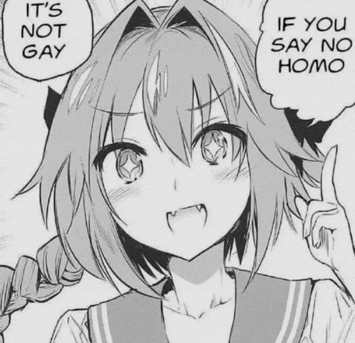 a black and white drawing of a girl saying `` it 's not gay '' .