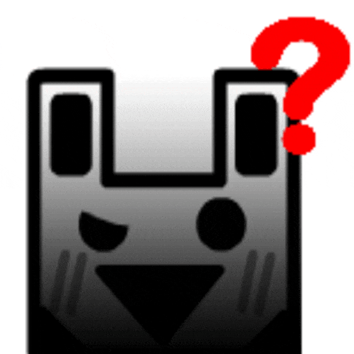 a black and white drawing with a red question mark