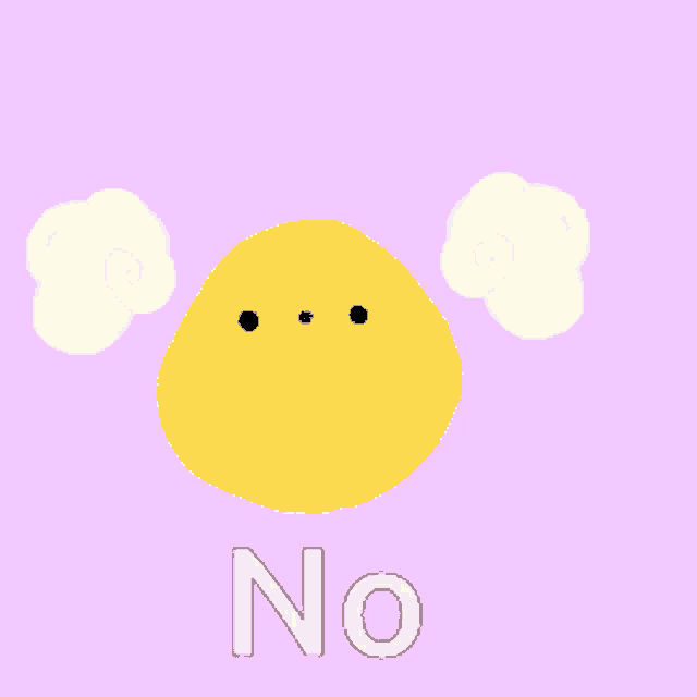 a drawing of a yellow circle with the word no on it