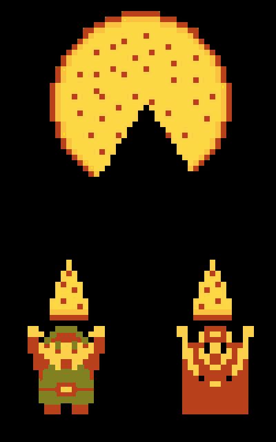 a pixel art of a sun with red dots