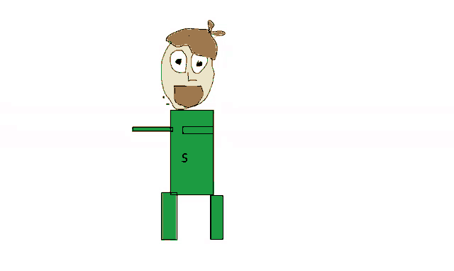 a cartoon drawing of a man with a s on his chest
