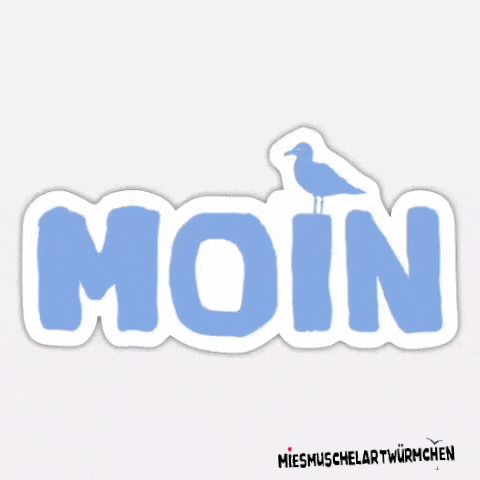 a blue moin sticker with a seagull on it