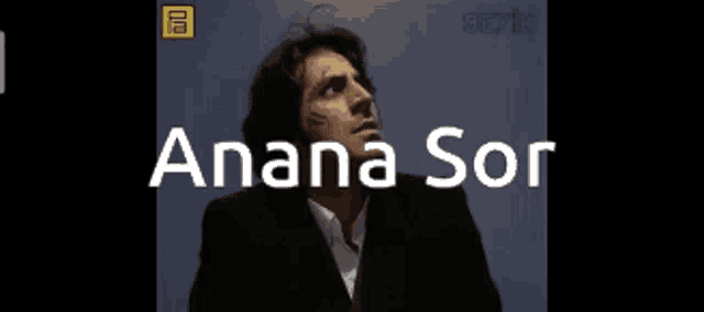 a man in a suit with the words anana sor written on the bottom