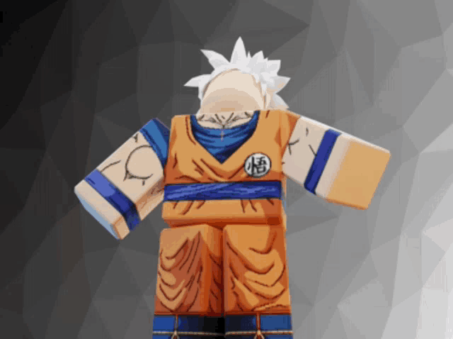 a 3d model of a cartoon character with a chinese symbol on his chest