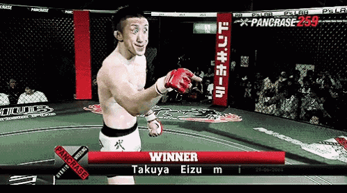 a fighter named takuya eizu is the winner