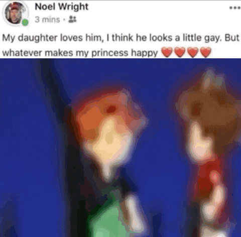 a facebook post by noel wright says that his daughter loves him .