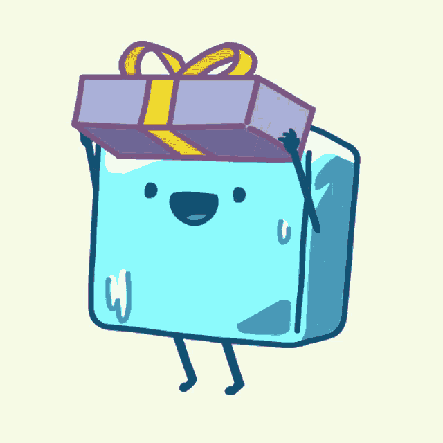 a cartoon drawing of a gift box with a bow