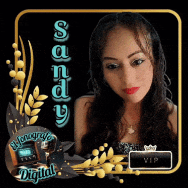 a picture of a woman with the name sandy