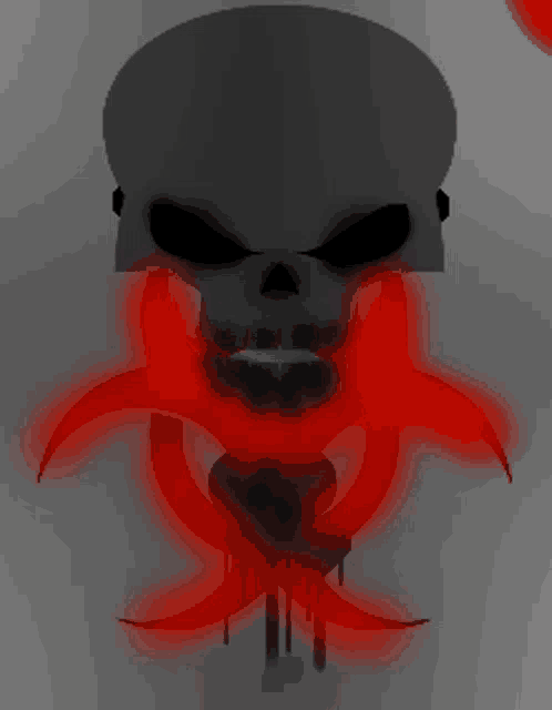 a skull is surrounded by a biohazard symbol