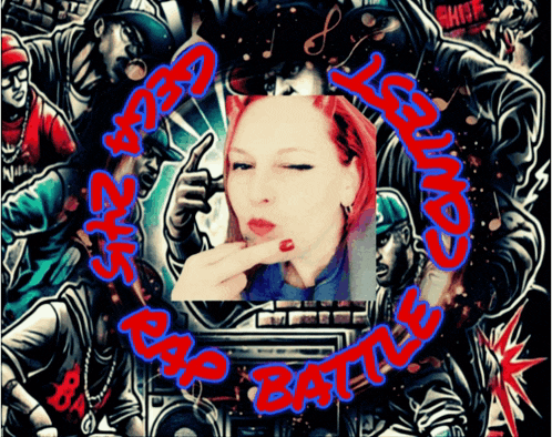 a rap battle poster with a woman in the center