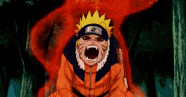a cartoon character named naruto is screaming with his mouth wide open
