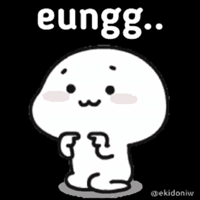 a cartoon character with a black background and the words eungg written on it .