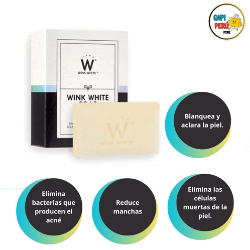 a bar of wink white soap is shown next to a box