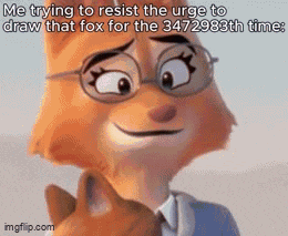 a cartoon character with glasses is holding a cat and says me trying to resist the urge