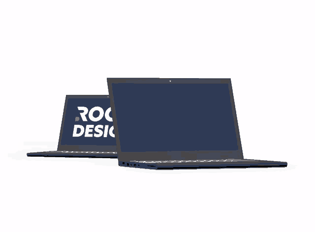 two laptops with the words new website online on the screens