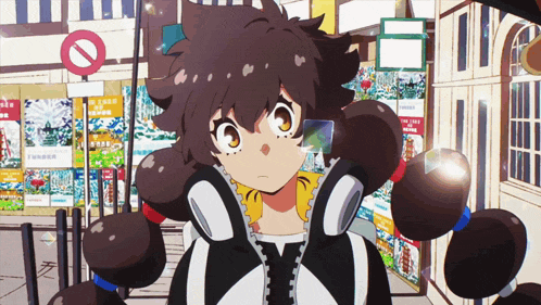 a cartoon character stands in front of a sign that says ' no entry '