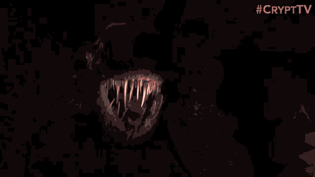 a close up of a person 's face in the dark with a flashlight shining on it .