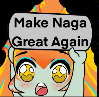 a cartoon character holding a sign that says " make naga great again "