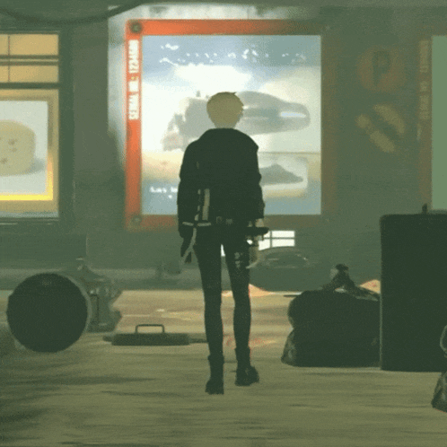 a man stands in front of a sign that says serial no. 12345678 on it