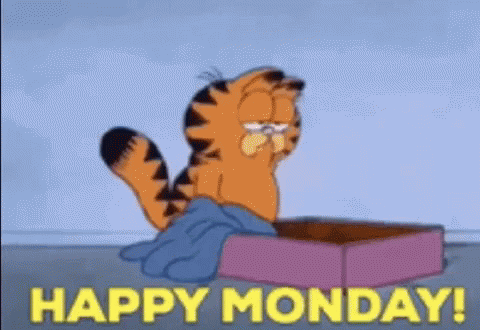 Garfield Happy Monday GIF - Garfield Happy Monday Tired GIFs