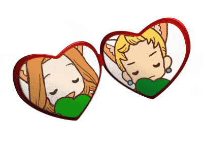 two heart shaped mirrors with a girl and a boy inside of them