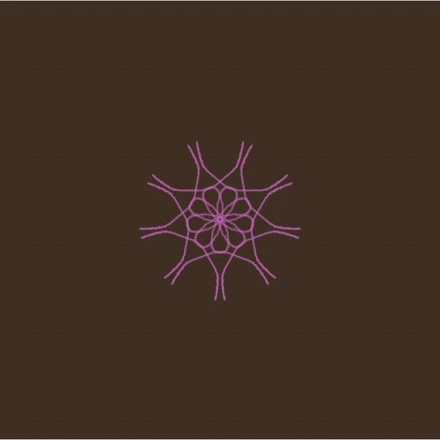 a blue and purple circular design with a brown background