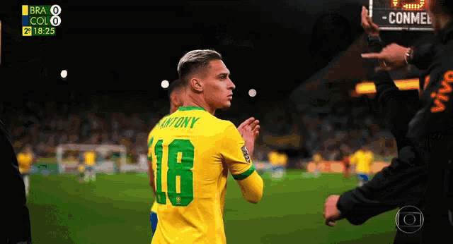 a soccer player wearing a yellow jersey with the number 16 on it
