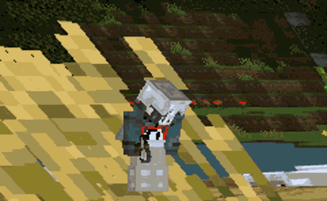a pixel art drawing of a person with a hammer