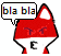 a pixel art drawing of a red cat with a speech bubble that says bla bla .