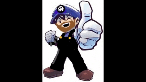 a cartoon of a man giving a thumbs up .