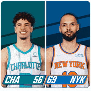 Charlotte Hornets (56) Vs. New York Knicks (69) Half-time Break GIF - Nba Basketball Nba 2021 GIFs