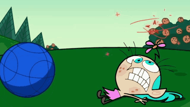 a cartoon character with a flower on her head is laying on the ground