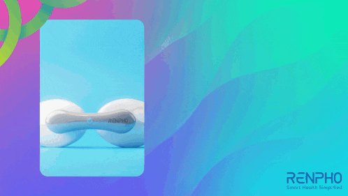 a picture of a renpho eye mask on a blue and purple background
