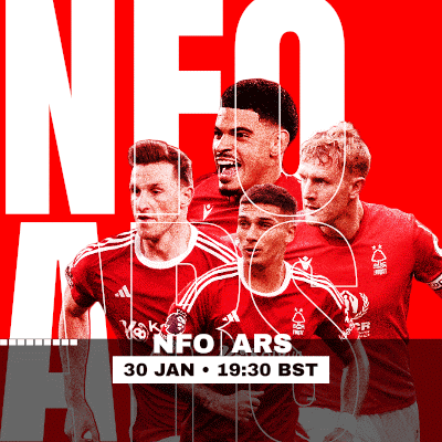 a poster for a soccer game between nfc and ars on january 30