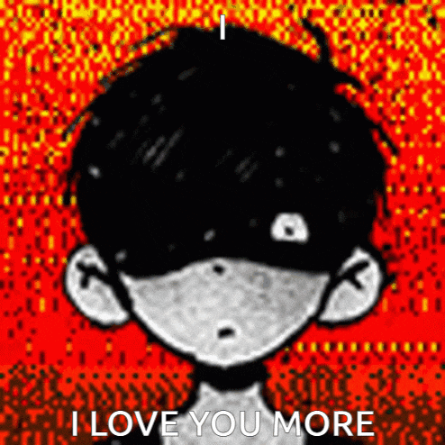a black and white drawing of a boy with the words `` i love you more '' written above him .