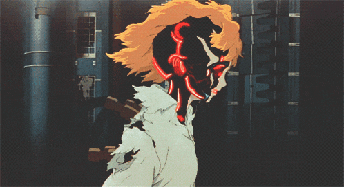 a cartoon drawing of a person with a mask on their head