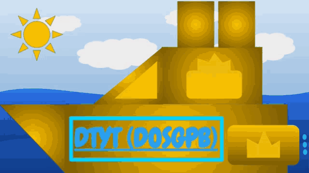 a cartoon drawing of a submarine with the words dtyt doscab written on it