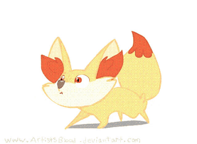 a drawing of a fox with the website www.artistsblood.deviantart.com underneath
